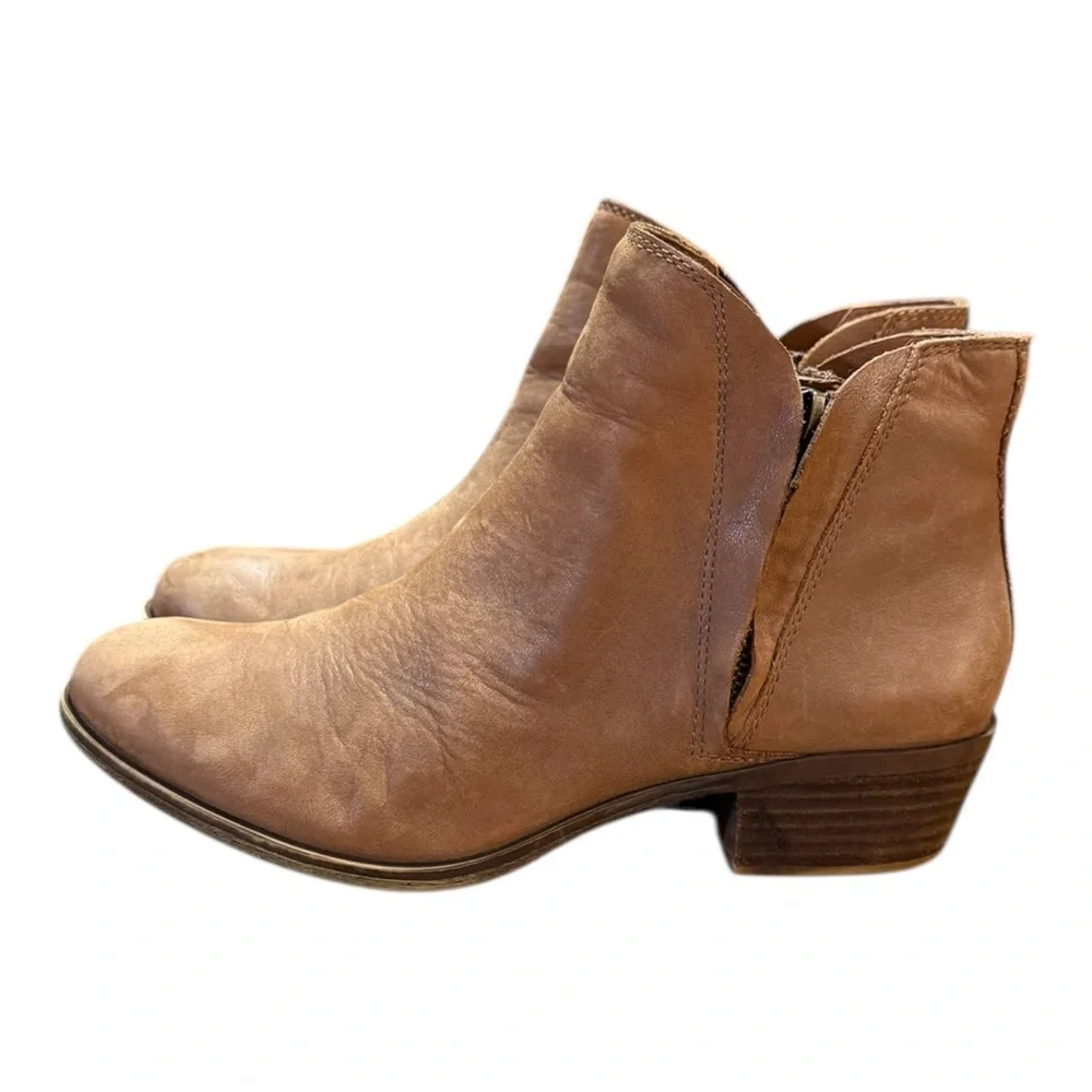 Lucky Brand Brenon Double Zip Leather Ankle Bootie Women’s Size 9 M